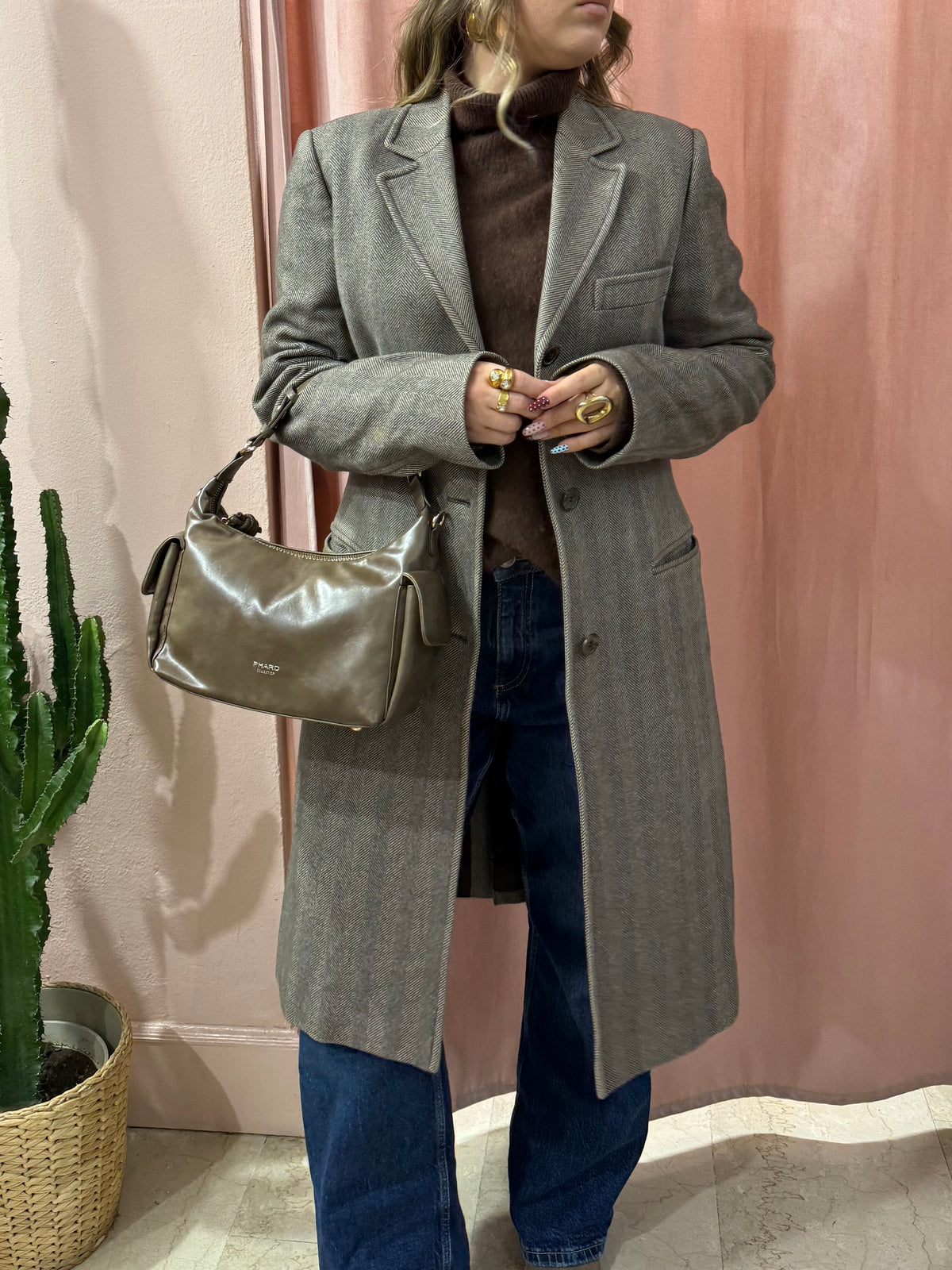 Cappotto Fay spigato lana e cotone