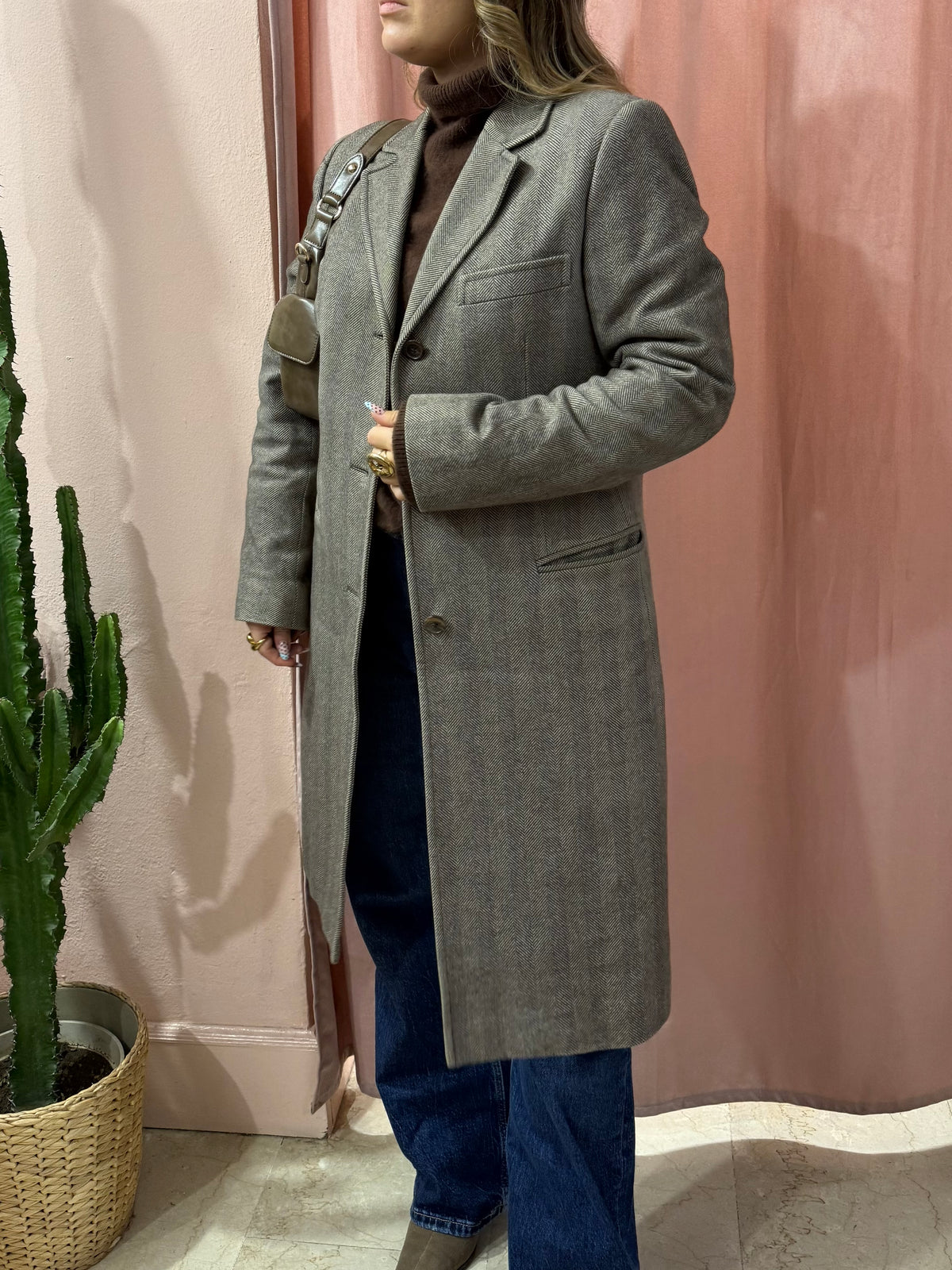 Cappotto Fay spigato lana e cotone