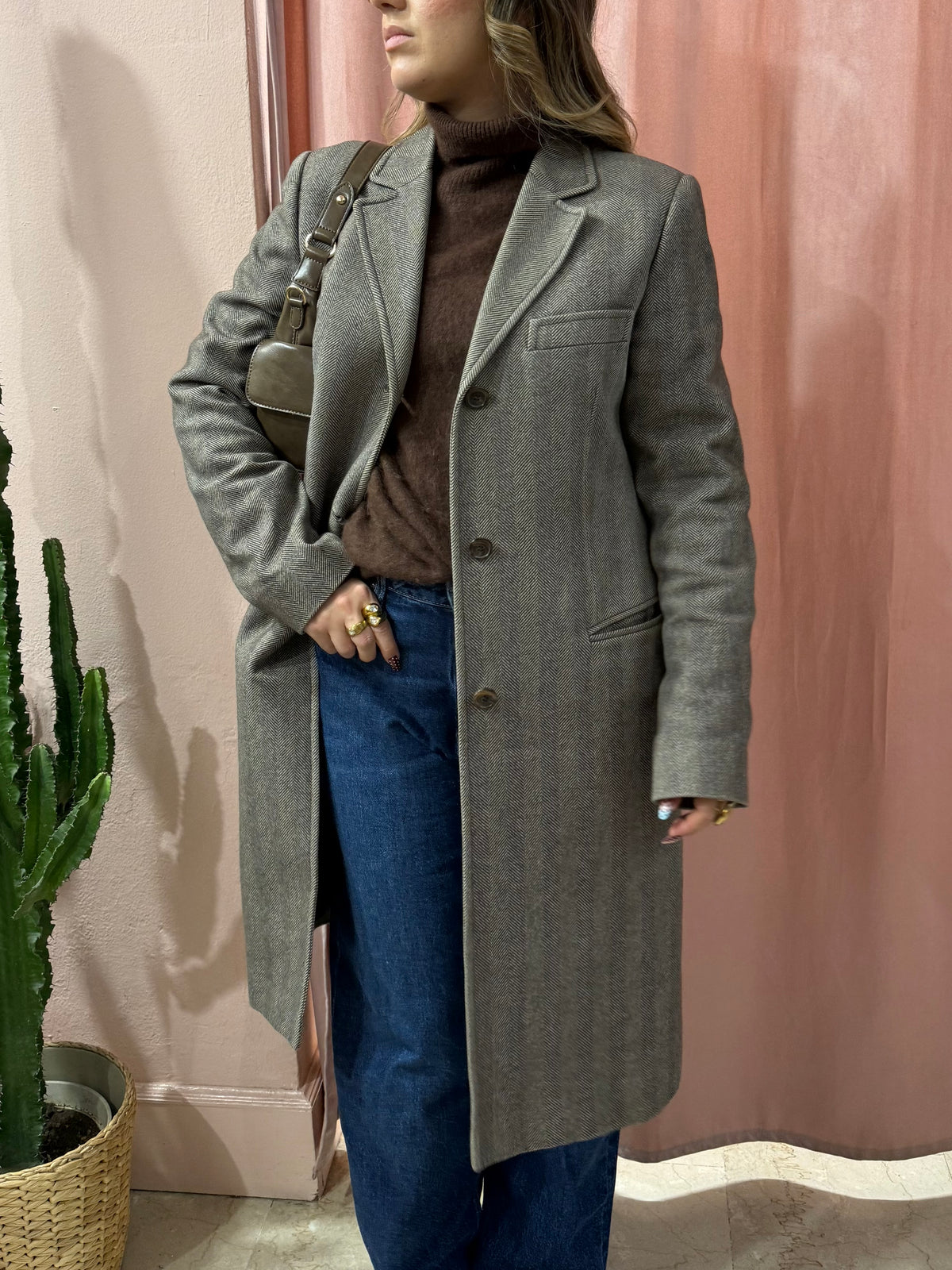 Cappotto Fay spigato lana e cotone