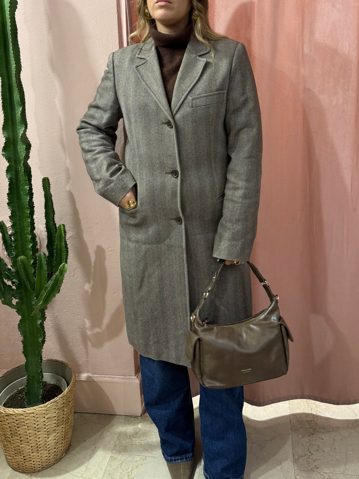 Cappotto Fay spigato lana e cotone