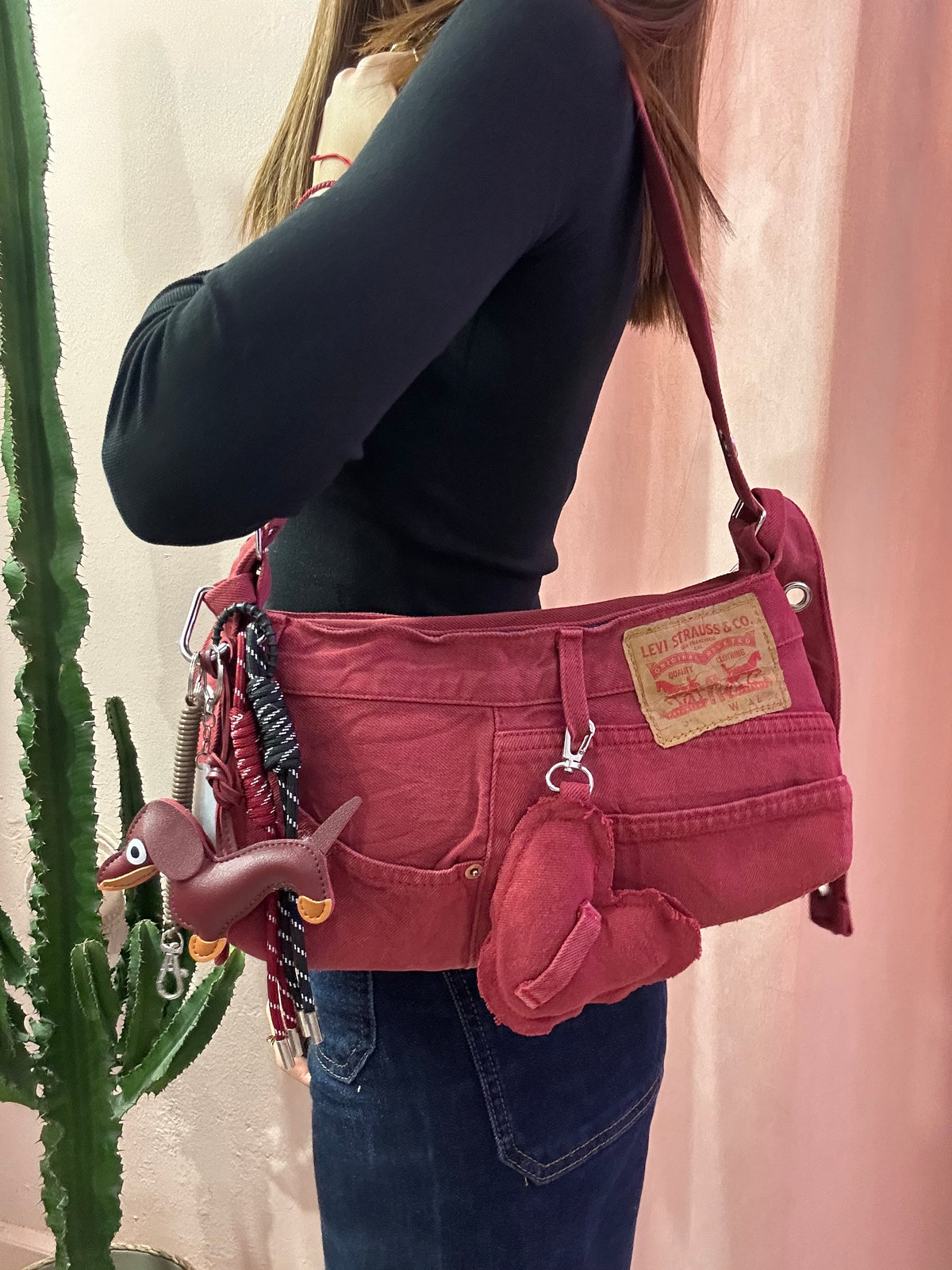 Borsa levis baguette upcycling bordeaux