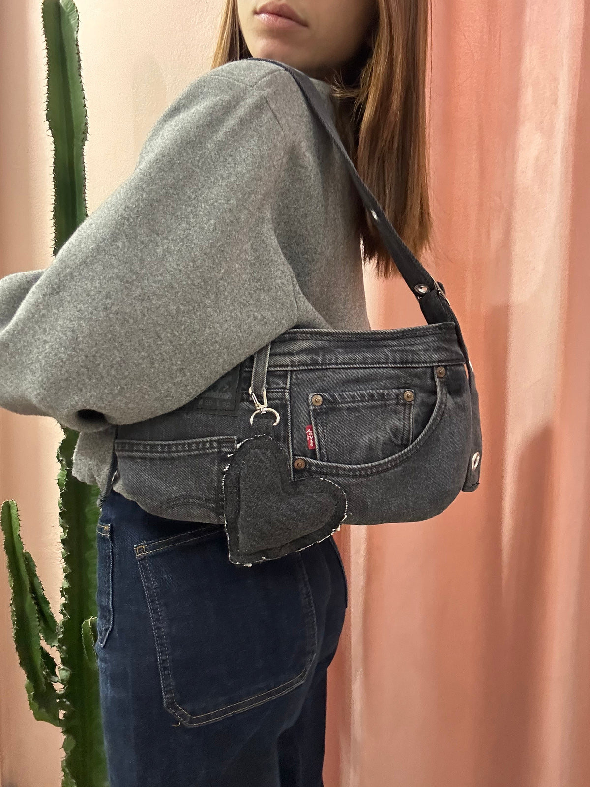 Borse levis baguette upcycling grigio scuro