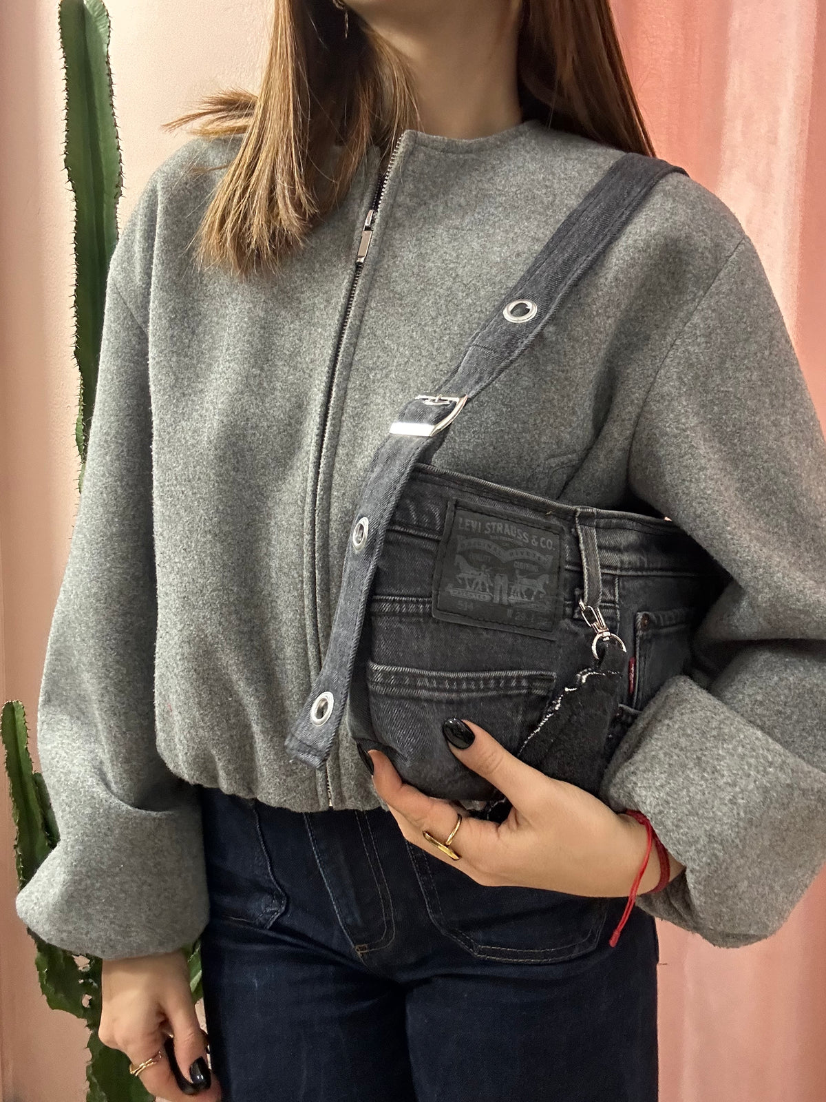 Borse levis baguette upcycling grigio scuro