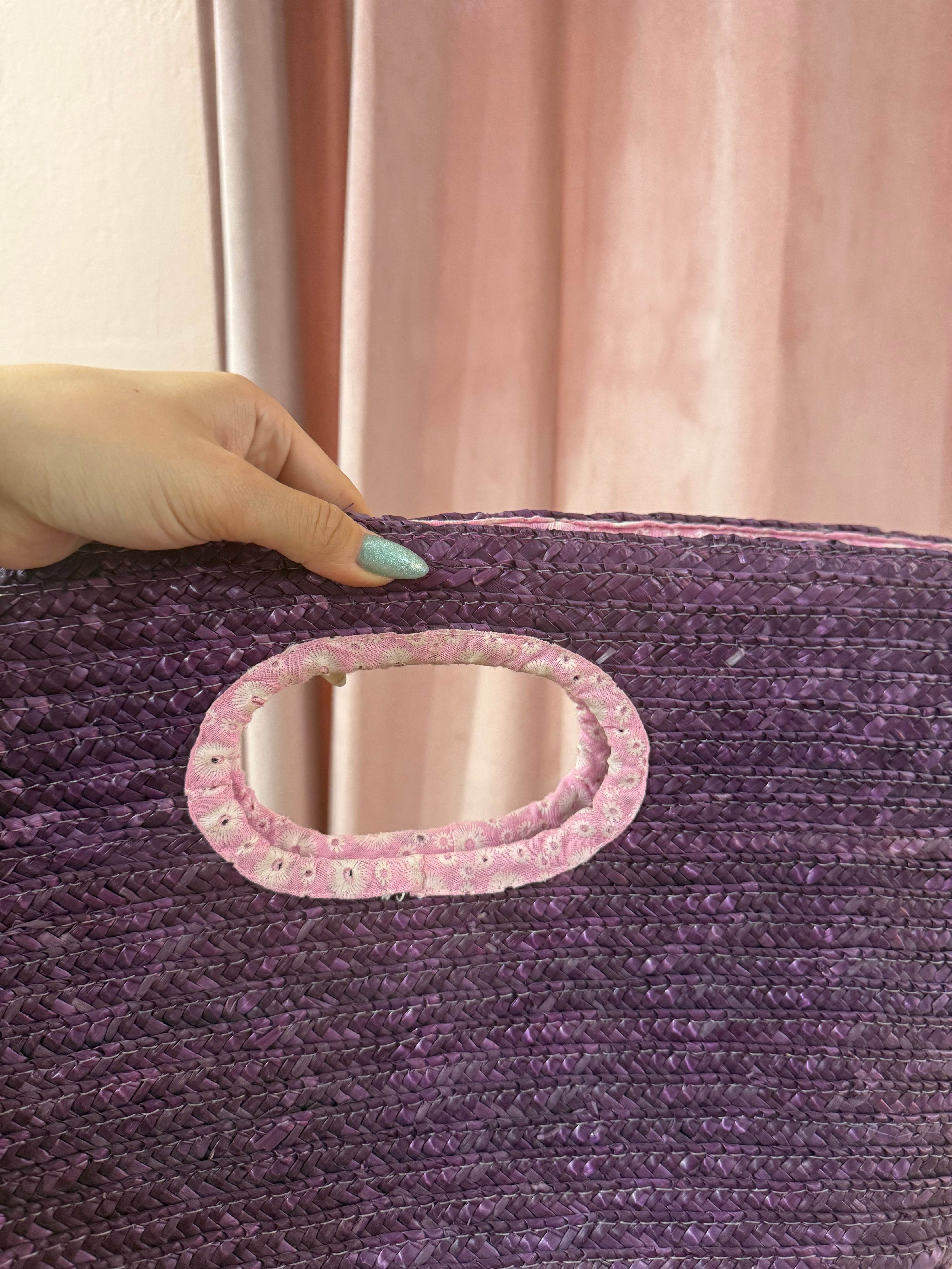 Borsa in paglia Viola