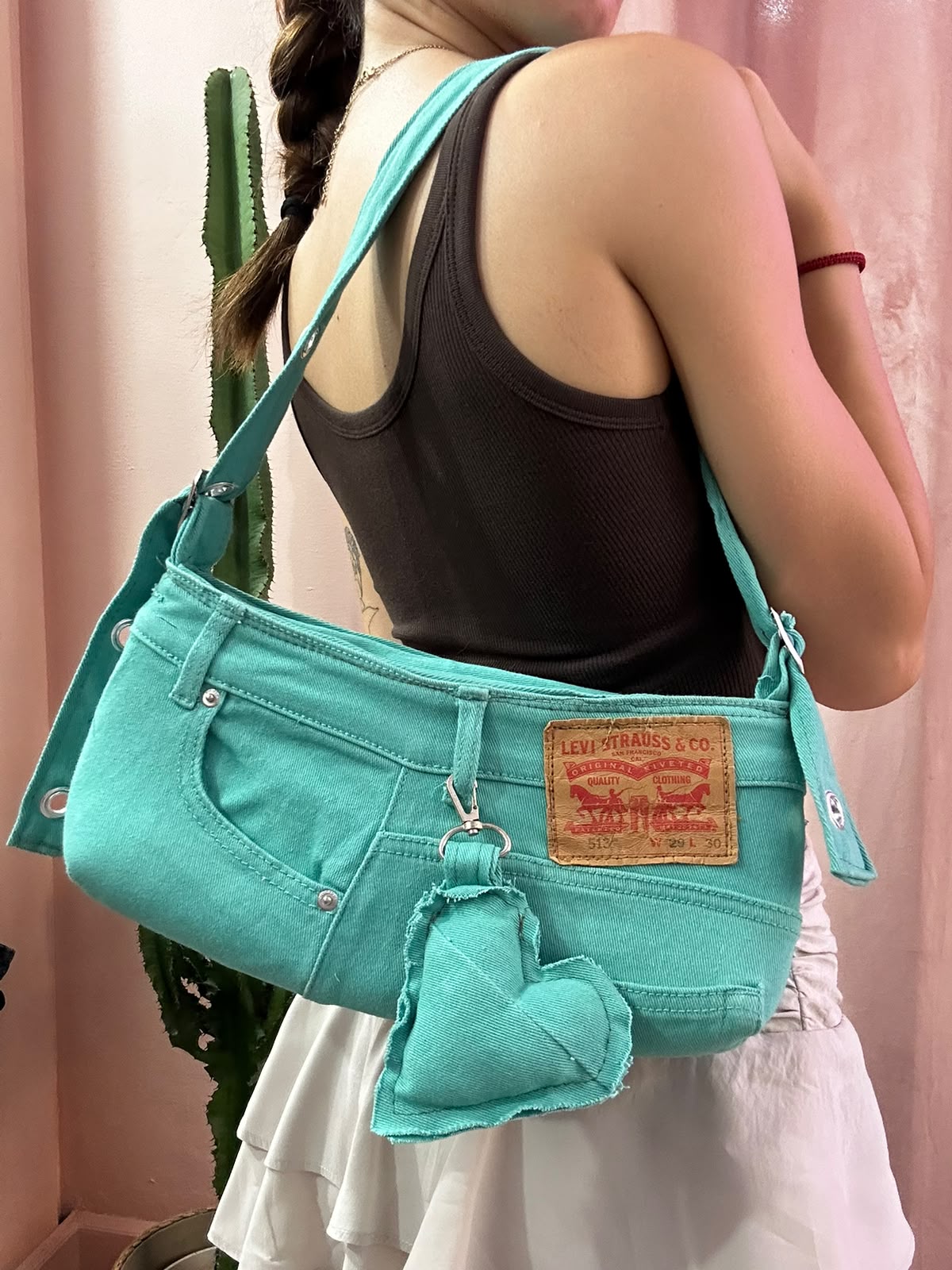 Borsa Levis baguette upcycling tiffany