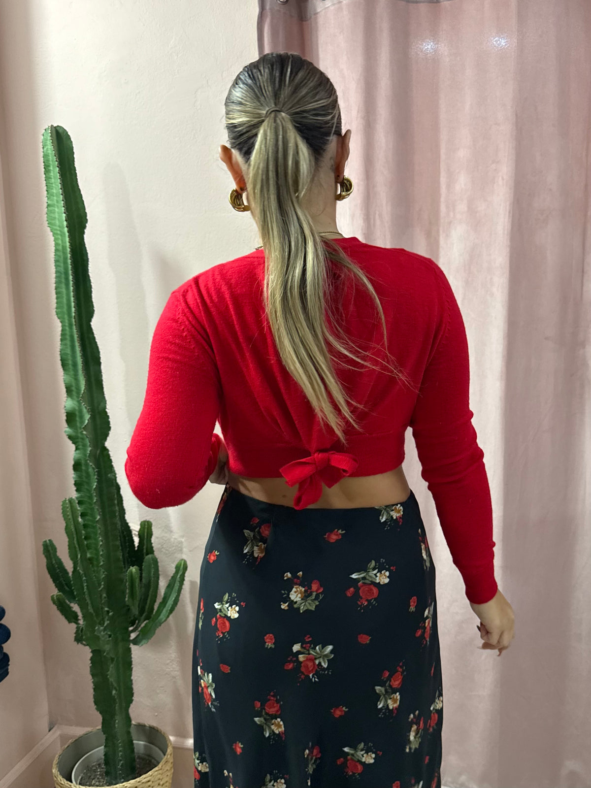 Cardigan Twinset rosso in lana