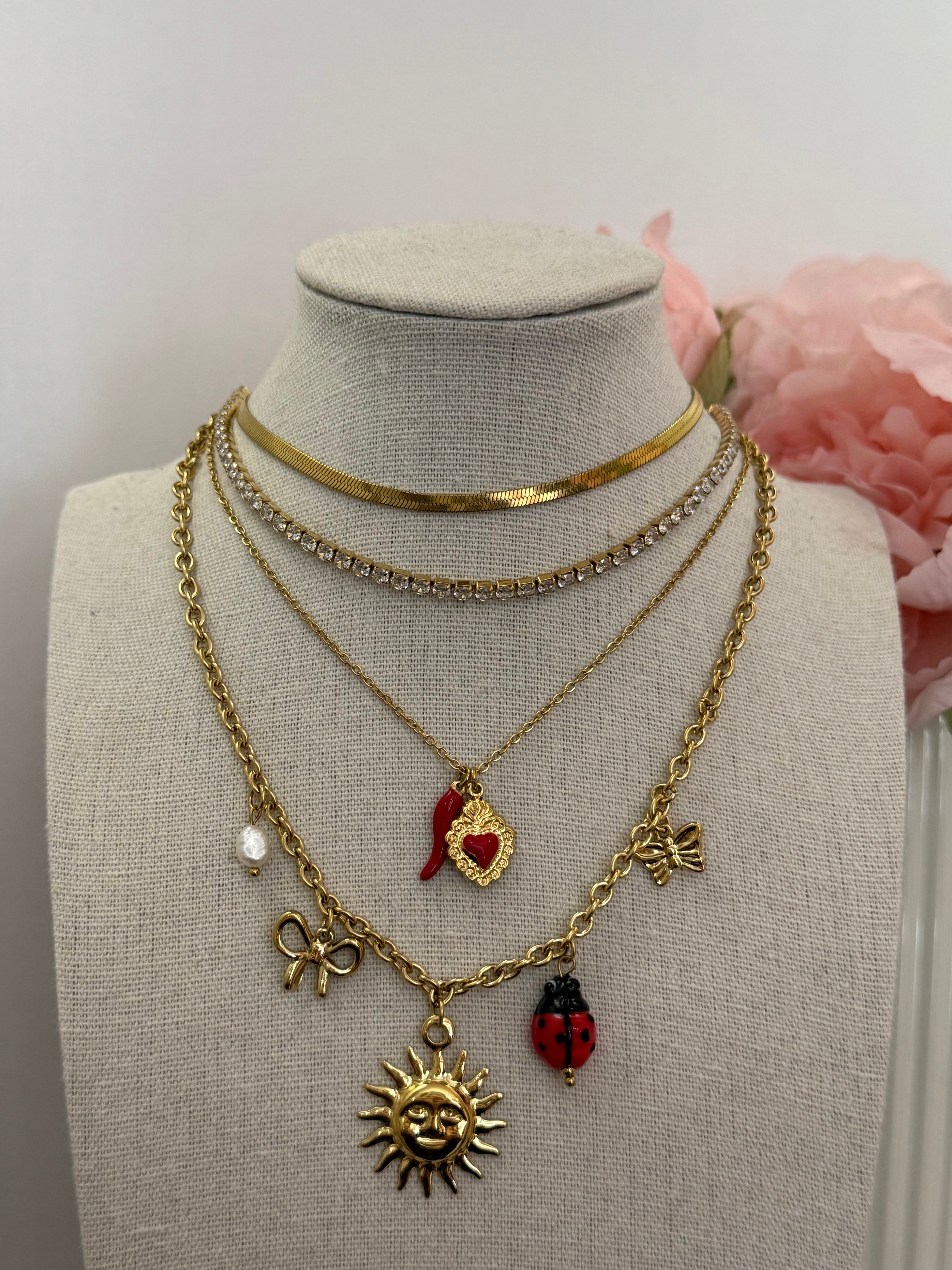 Collana multi charm sole gold