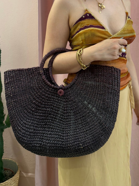 Borsa in paglia color vino