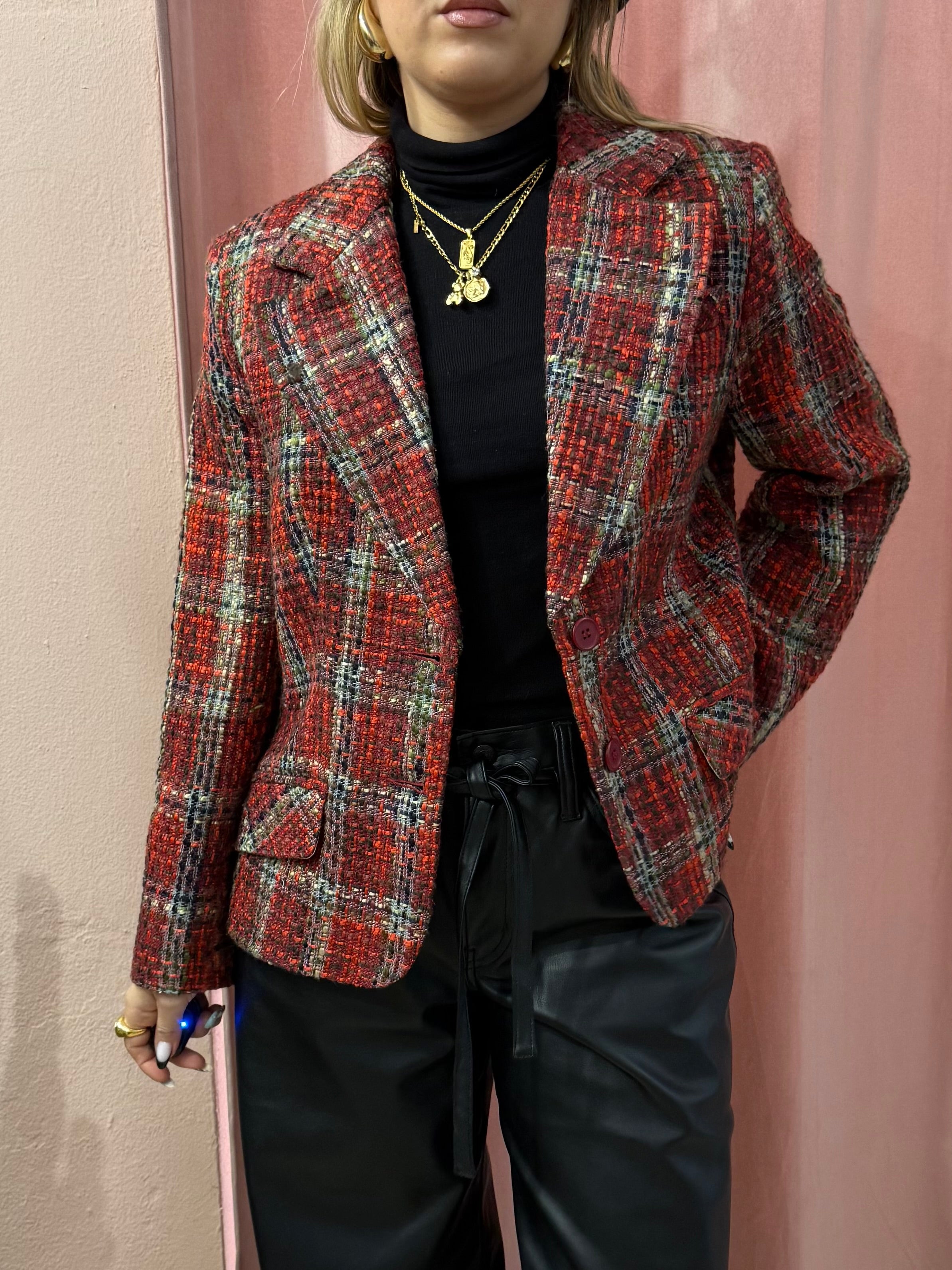 Blazer tartan sul rosso
