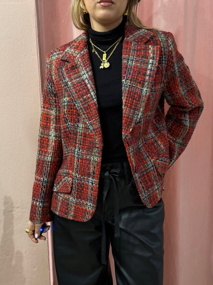 Blazer tartan sul rosso