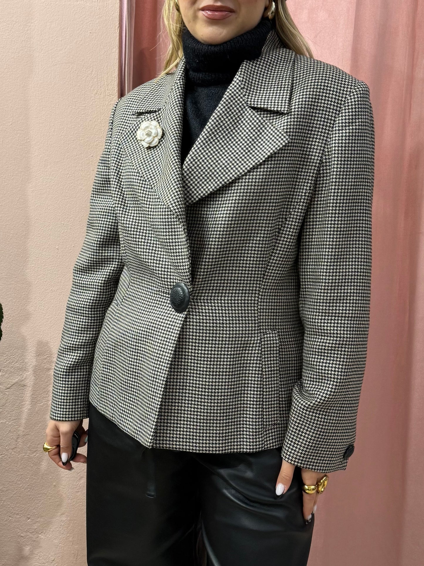 Blazer pied de poule avvitato in lana