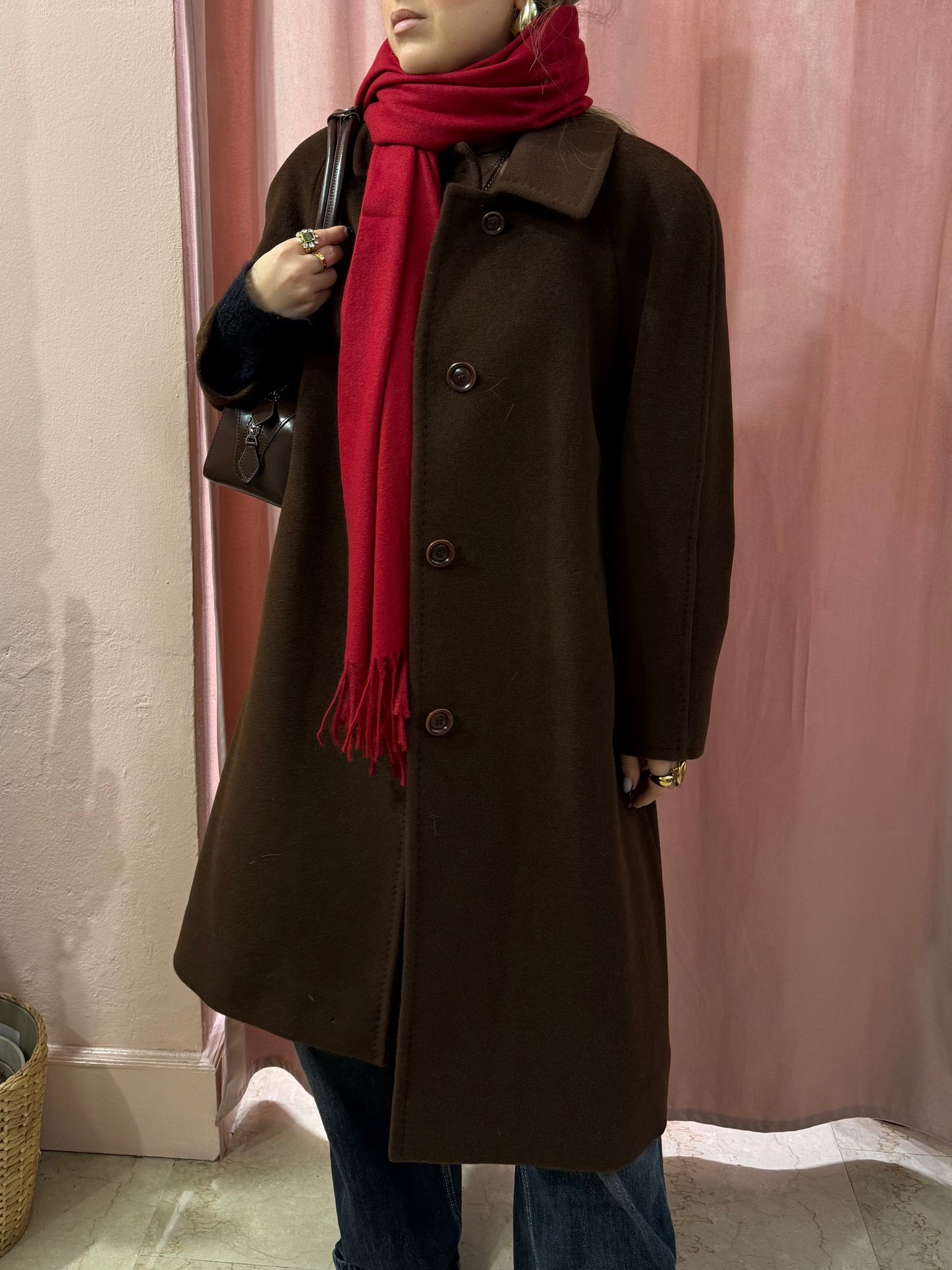 Cappotto vintage in lana cioccolato