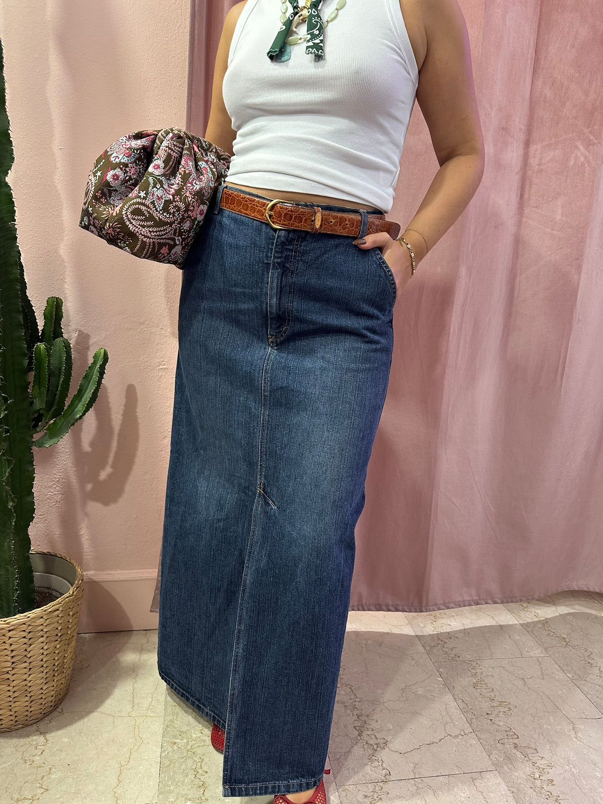 Maxi gonna lunga di jeans