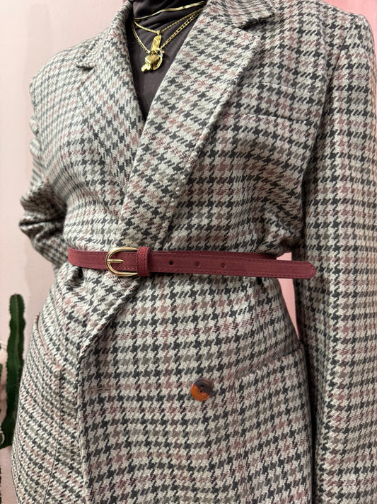 Cintura scamosciata in vera pelle bordeaux