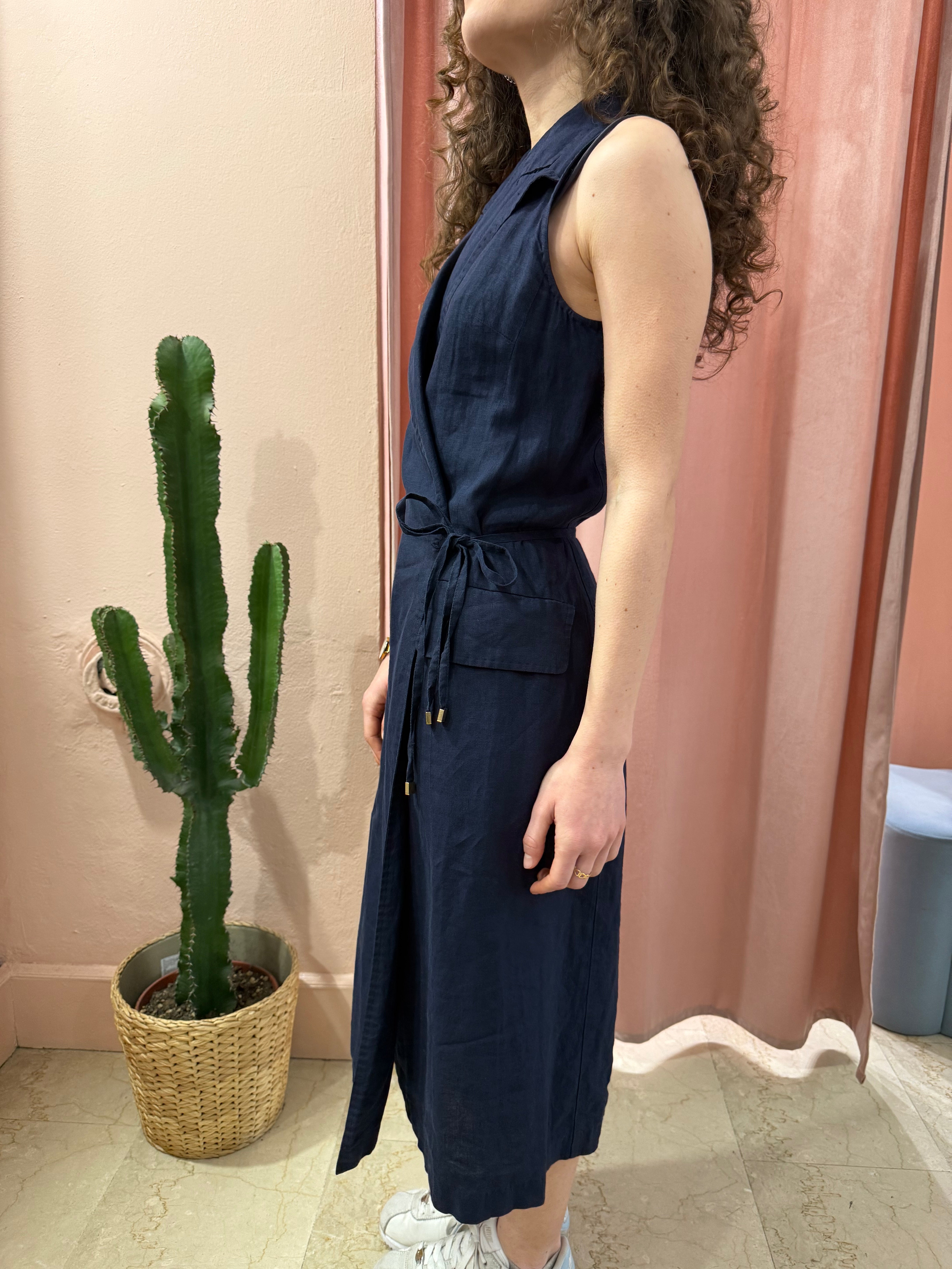 Vestito Max Mara blu in puro lino