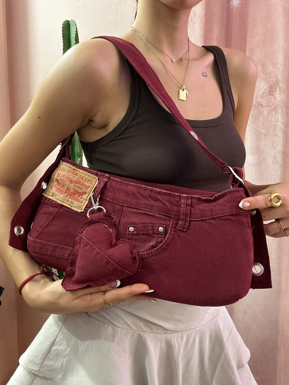 Borsa Levis baguette upcycling bordeaux