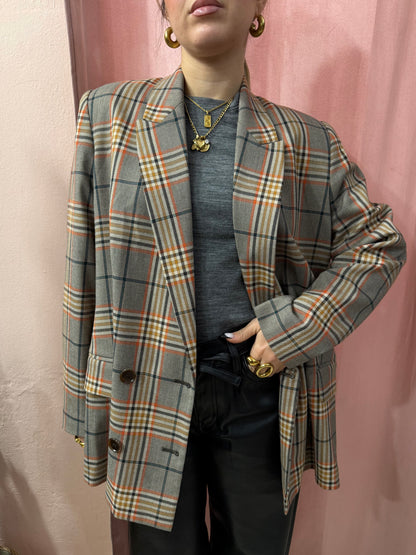 Blazer principe di Galles grigio e arancio