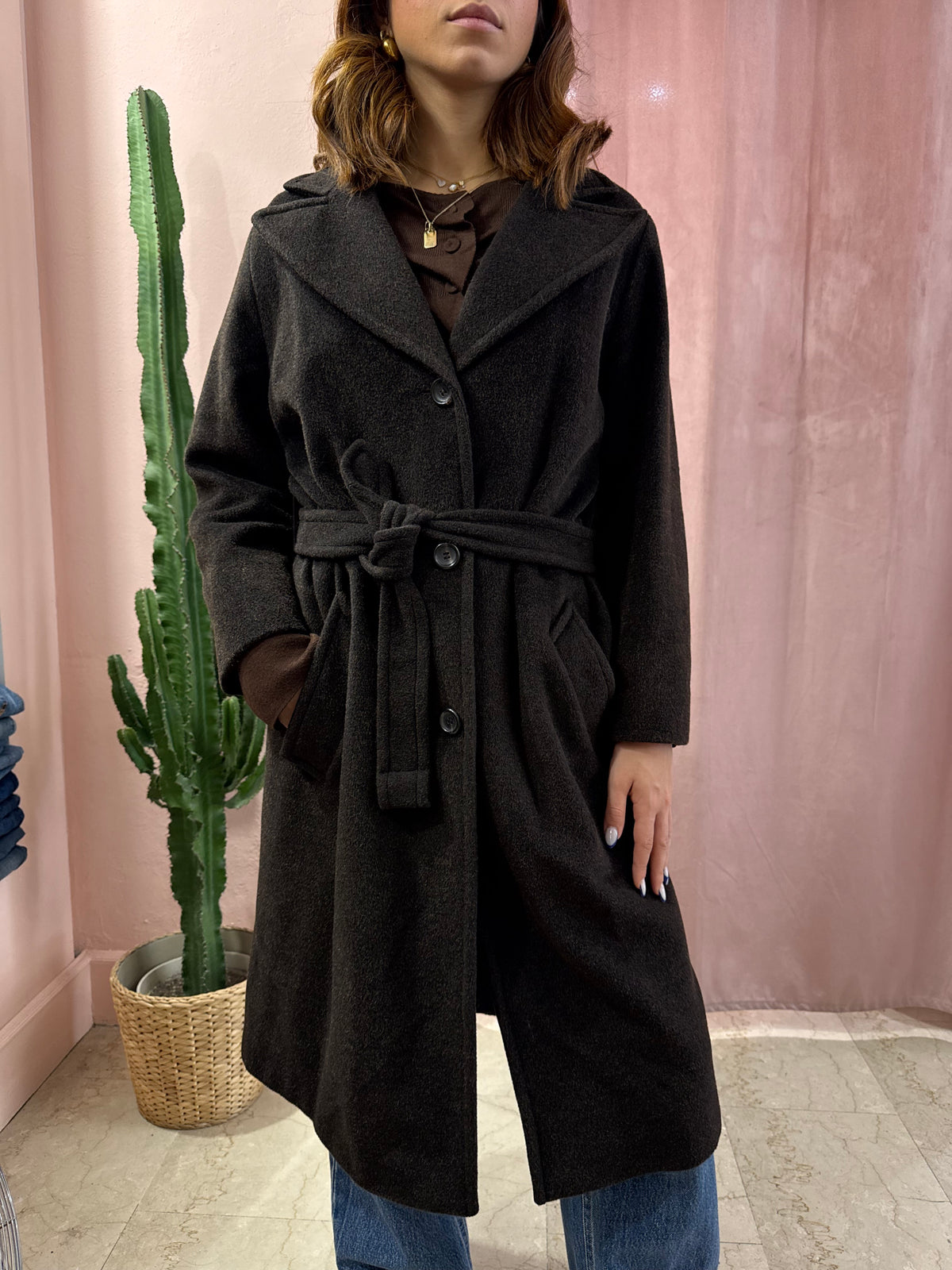 Cappotto Marella cioccolato in lana misto mohair