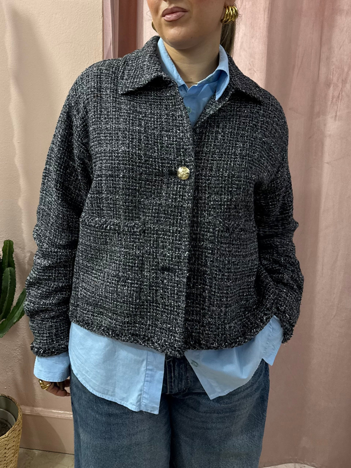 Giacca Emme Marella effetto tweed cotone e lana