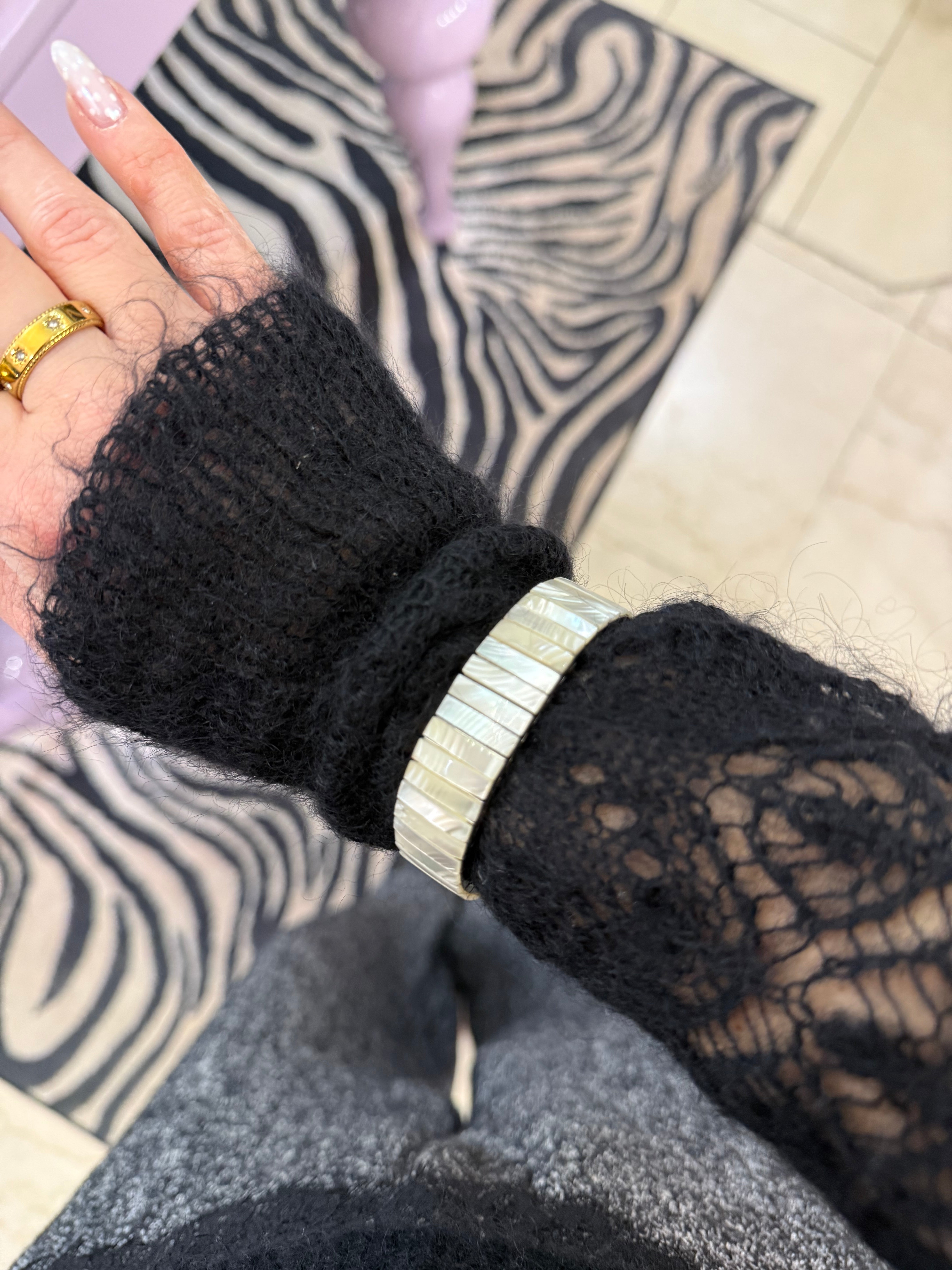 Bracciale vintage elastico in madreperla