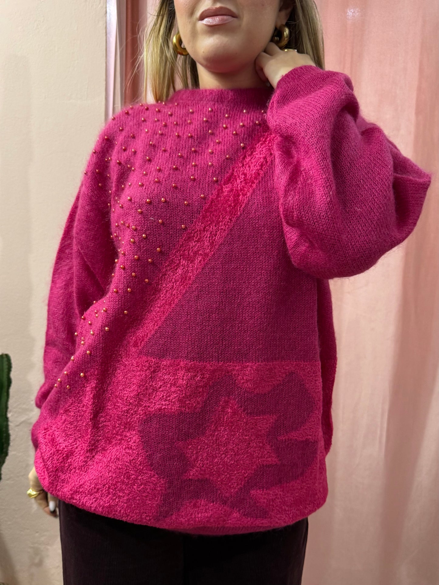Maglione fucsia in lana