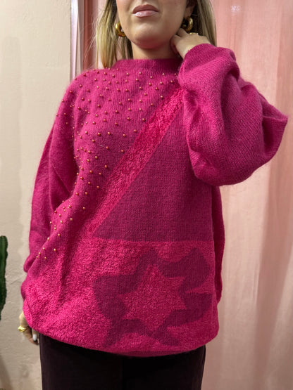 Maglione fucsia in lana