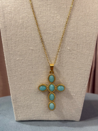 Collana croce turchese