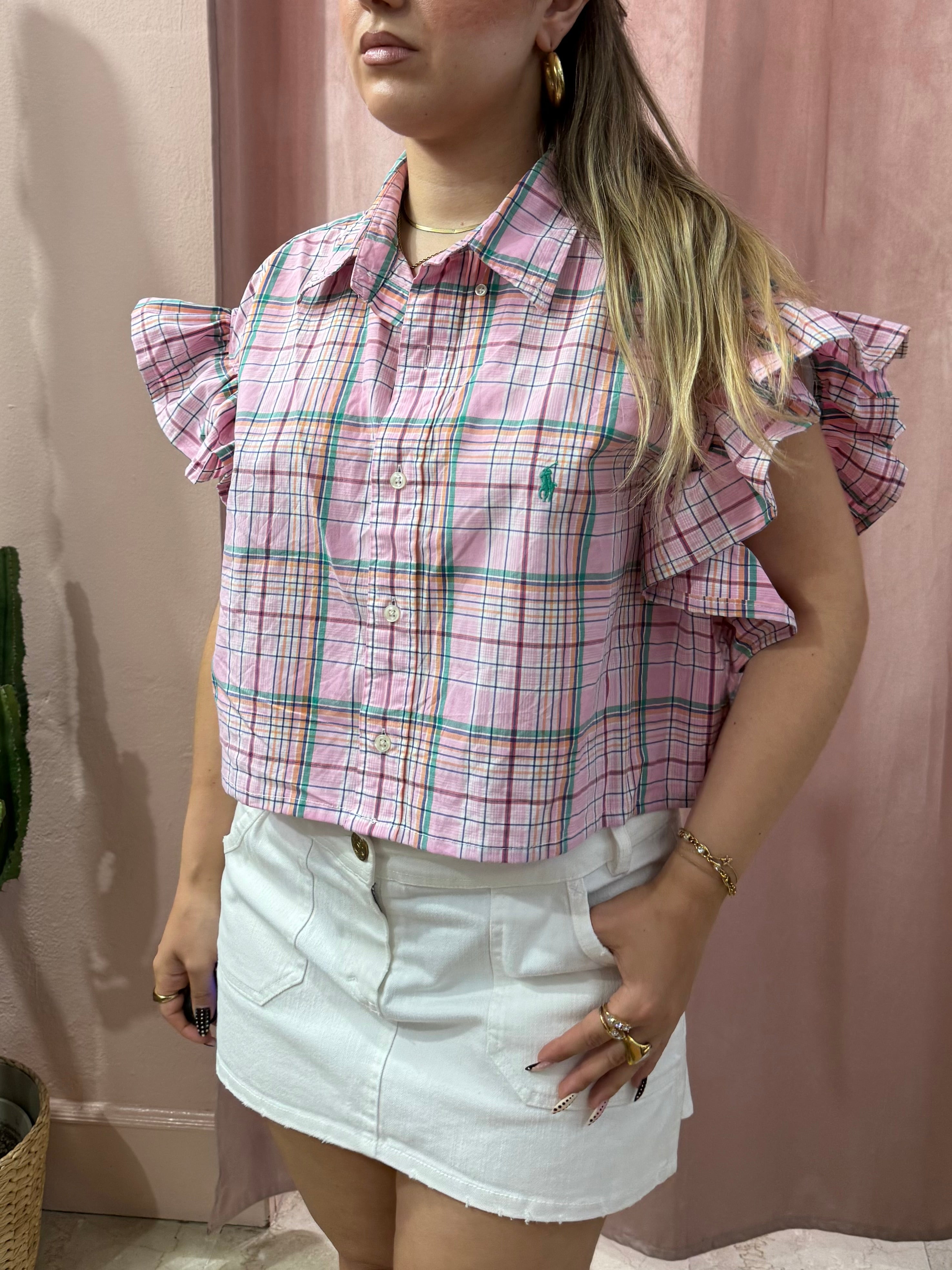 Camicia Ralph Lauren upcycling quadri rosa