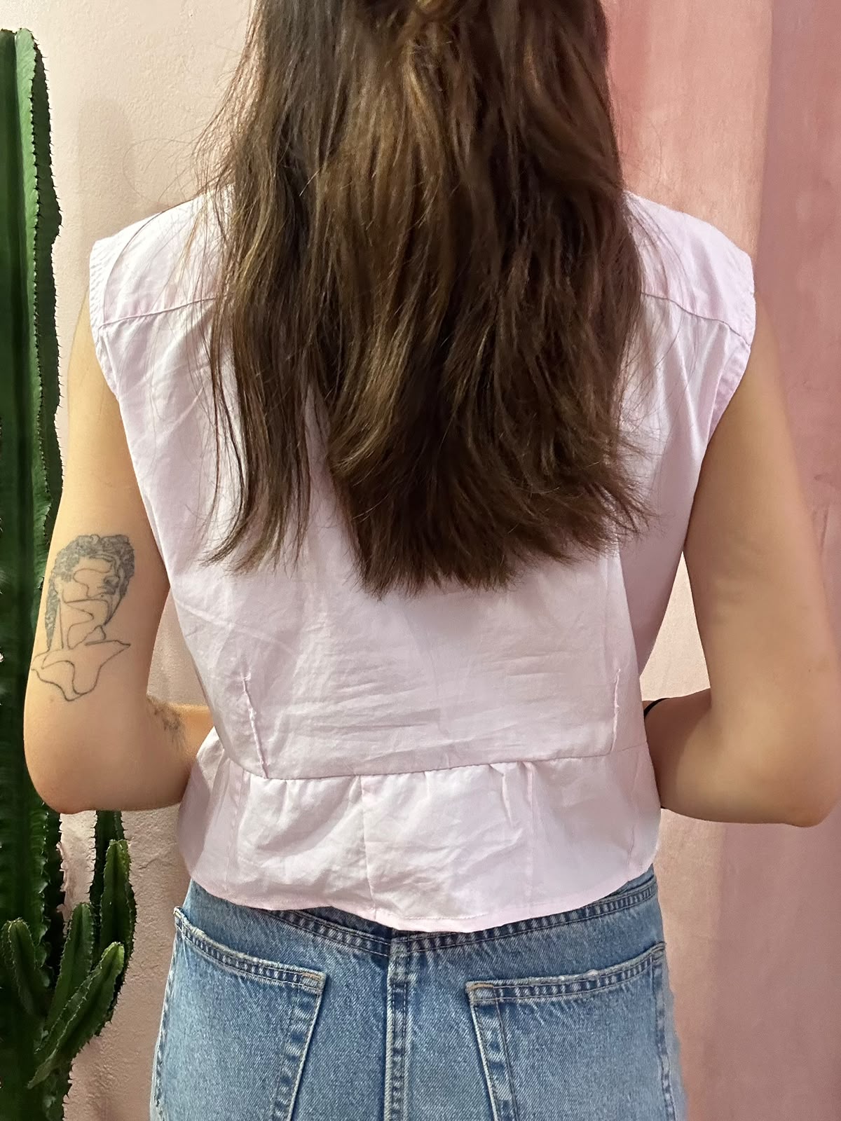 Camicia Ralph Lauren upcycling volant super crop rosa