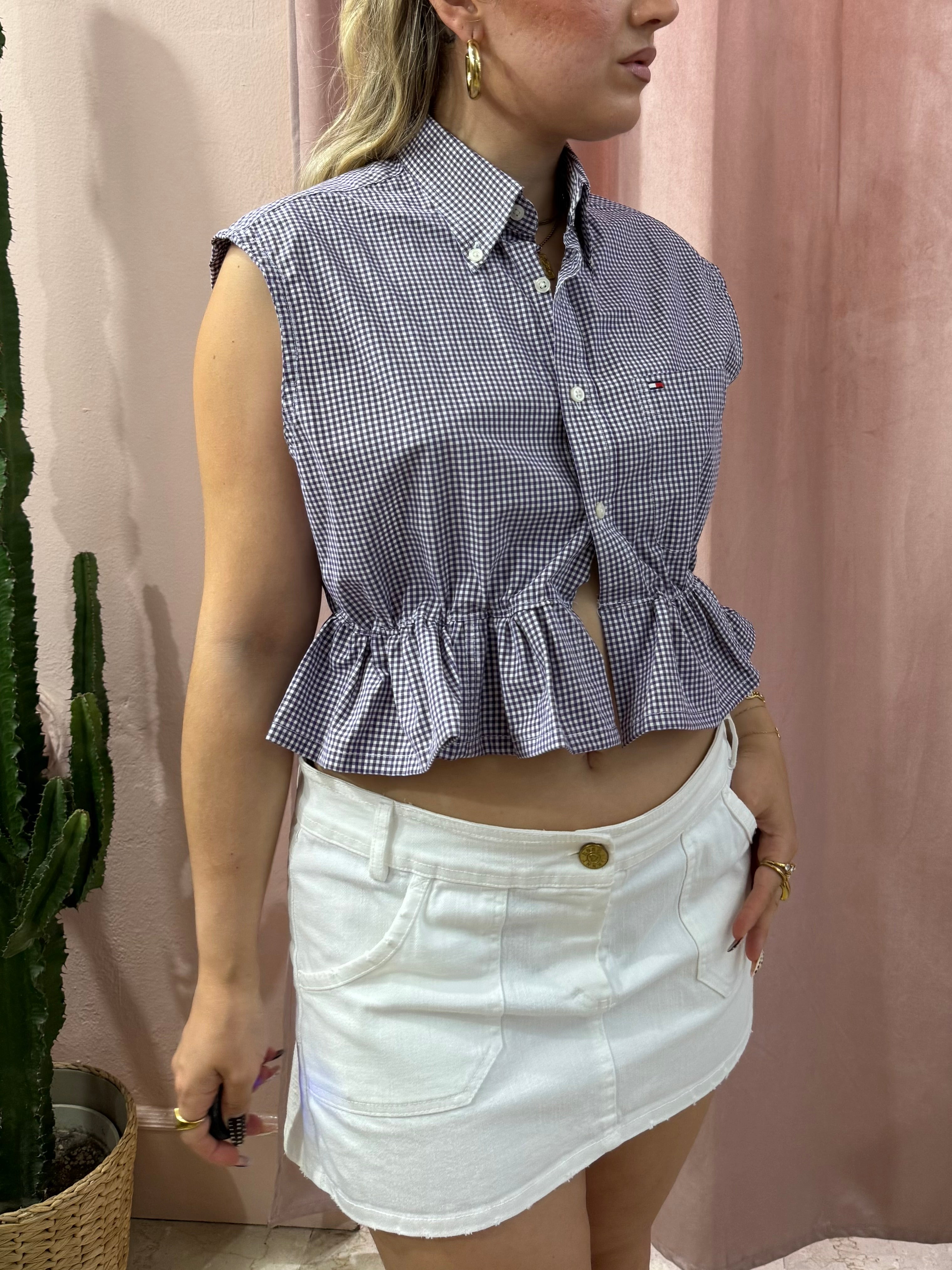 Camicia Tommy Hilfiger upcycling vichy viola
