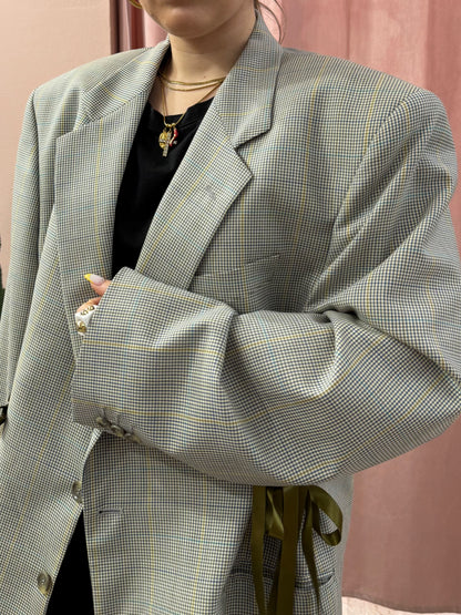 Blazer upcycling fiocchi sul verde