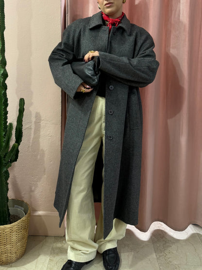Maxi cappotto grigio in lana