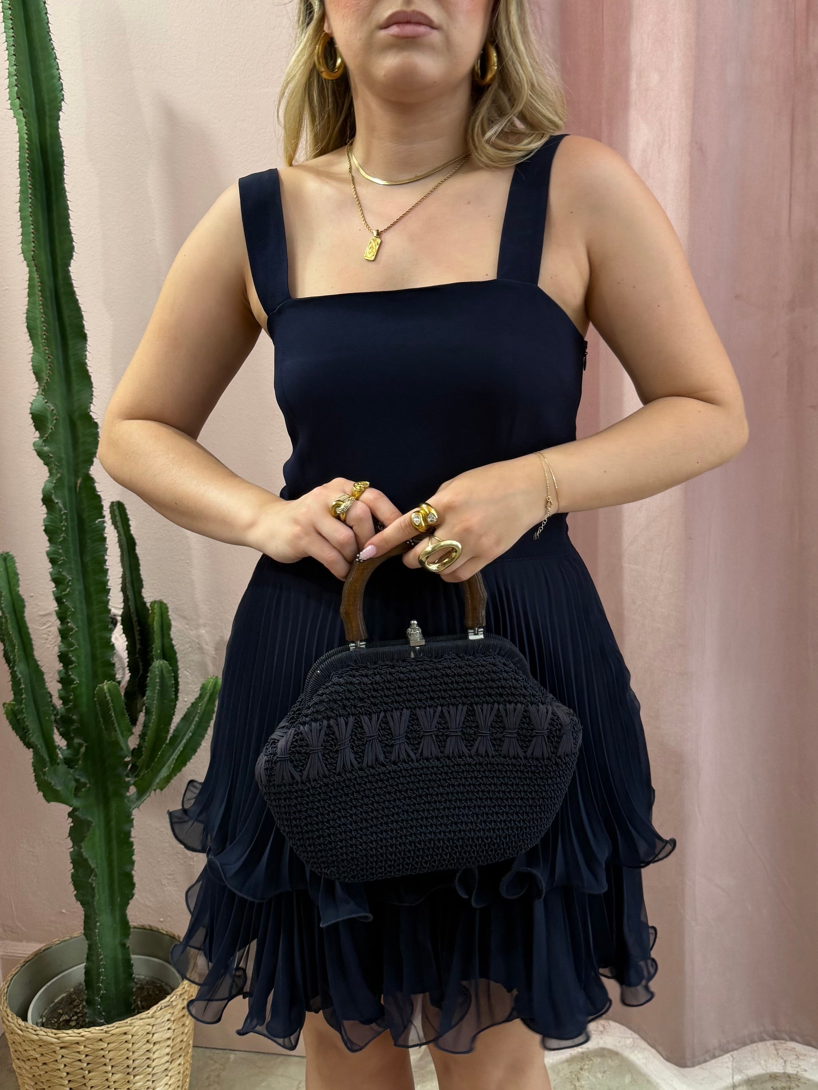 Borsa vintage anni 60 blu notte