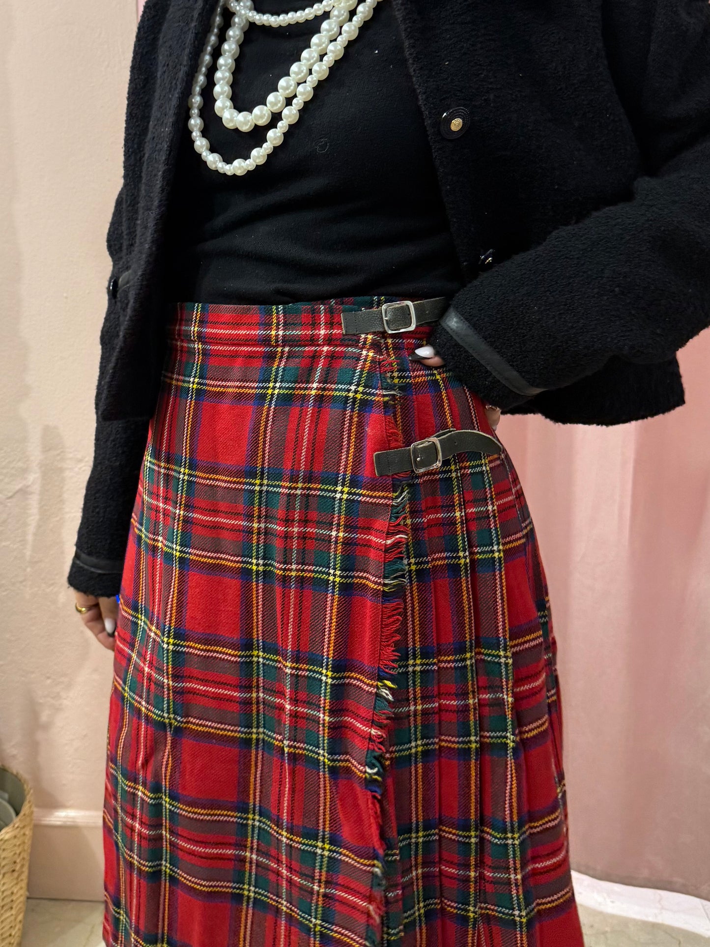 Gonna scozzese con fibbie