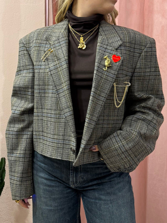 Blazer vintage crop principe di Galles