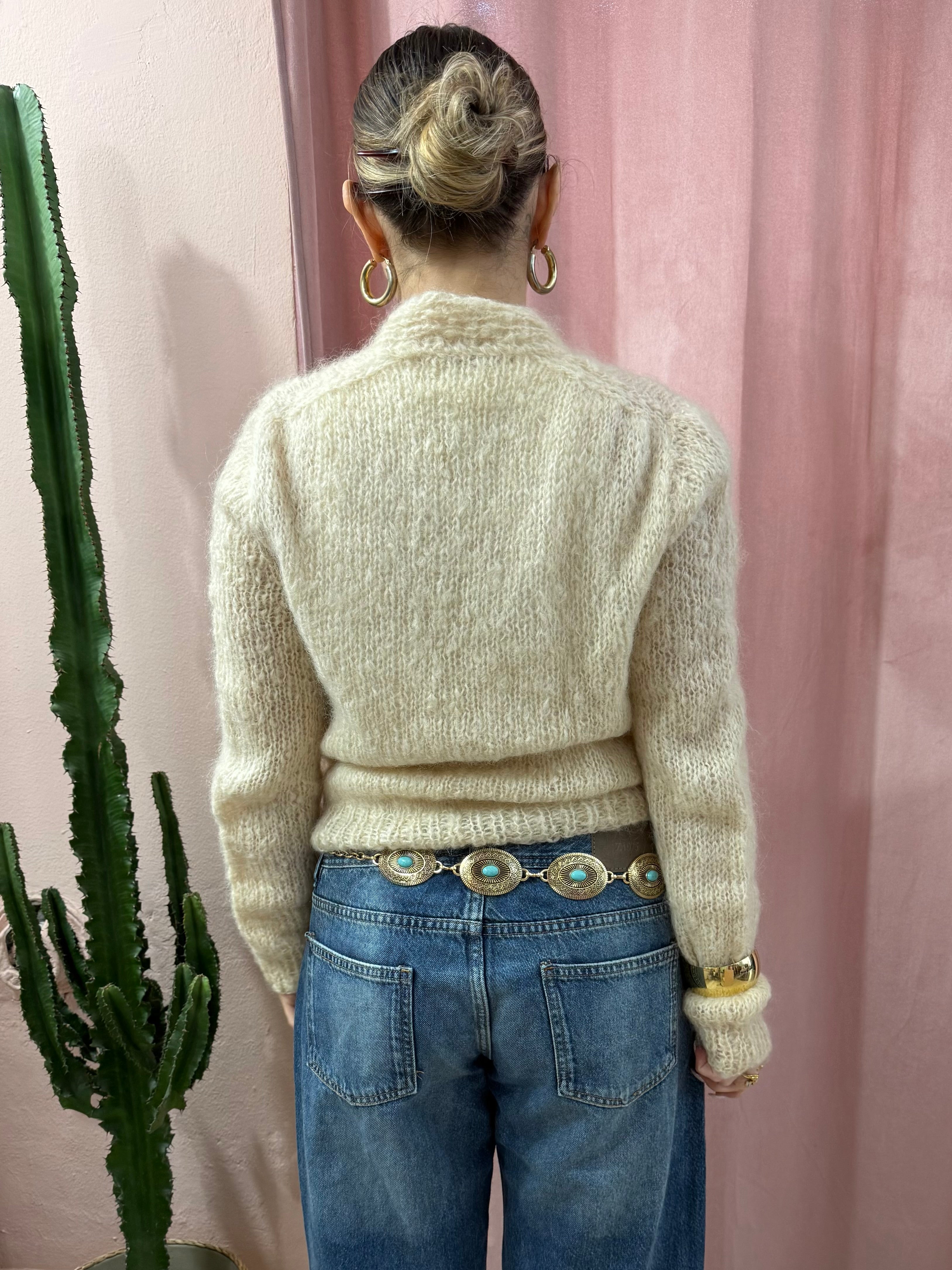 Cardigan panna in lana