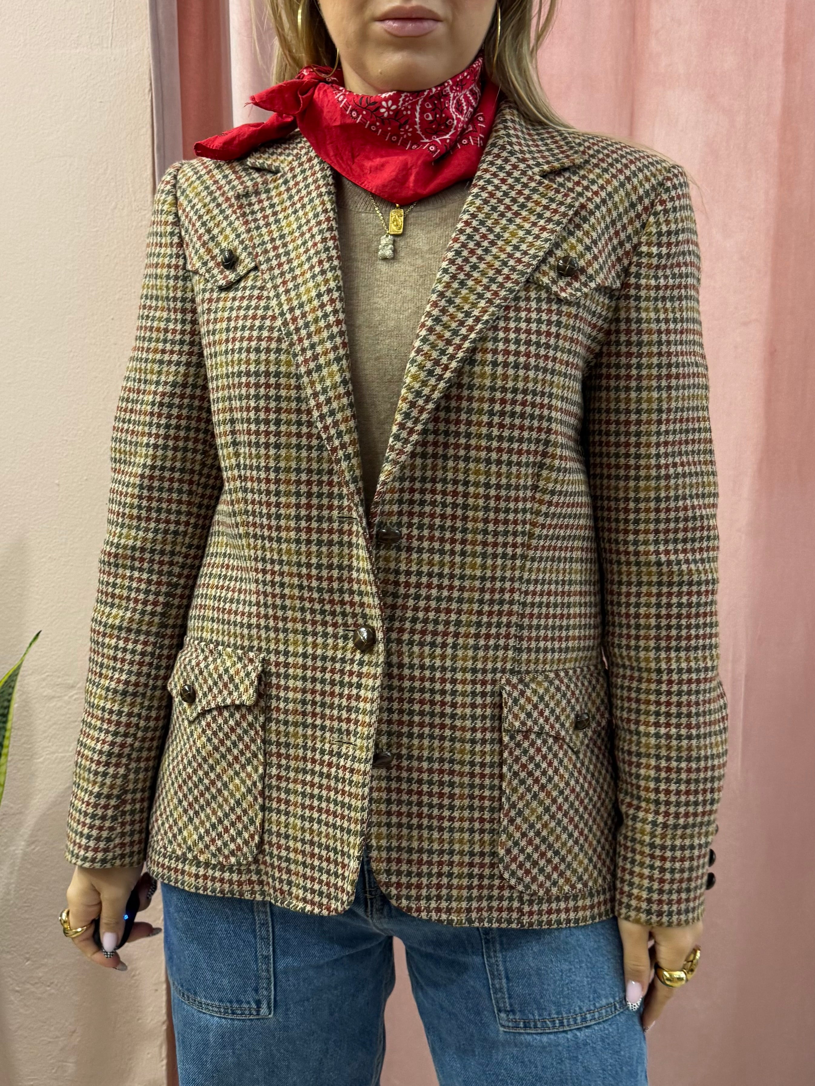 Blazer vintage pied de poule colorato