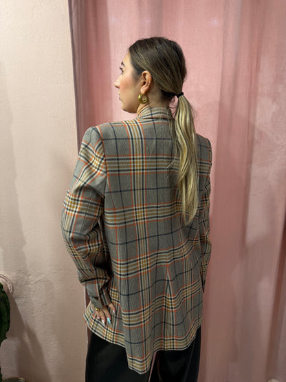 Blazer principe di Galles grigio e arancio