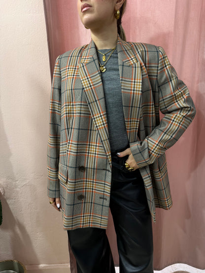 Blazer principe di Galles grigio e arancio