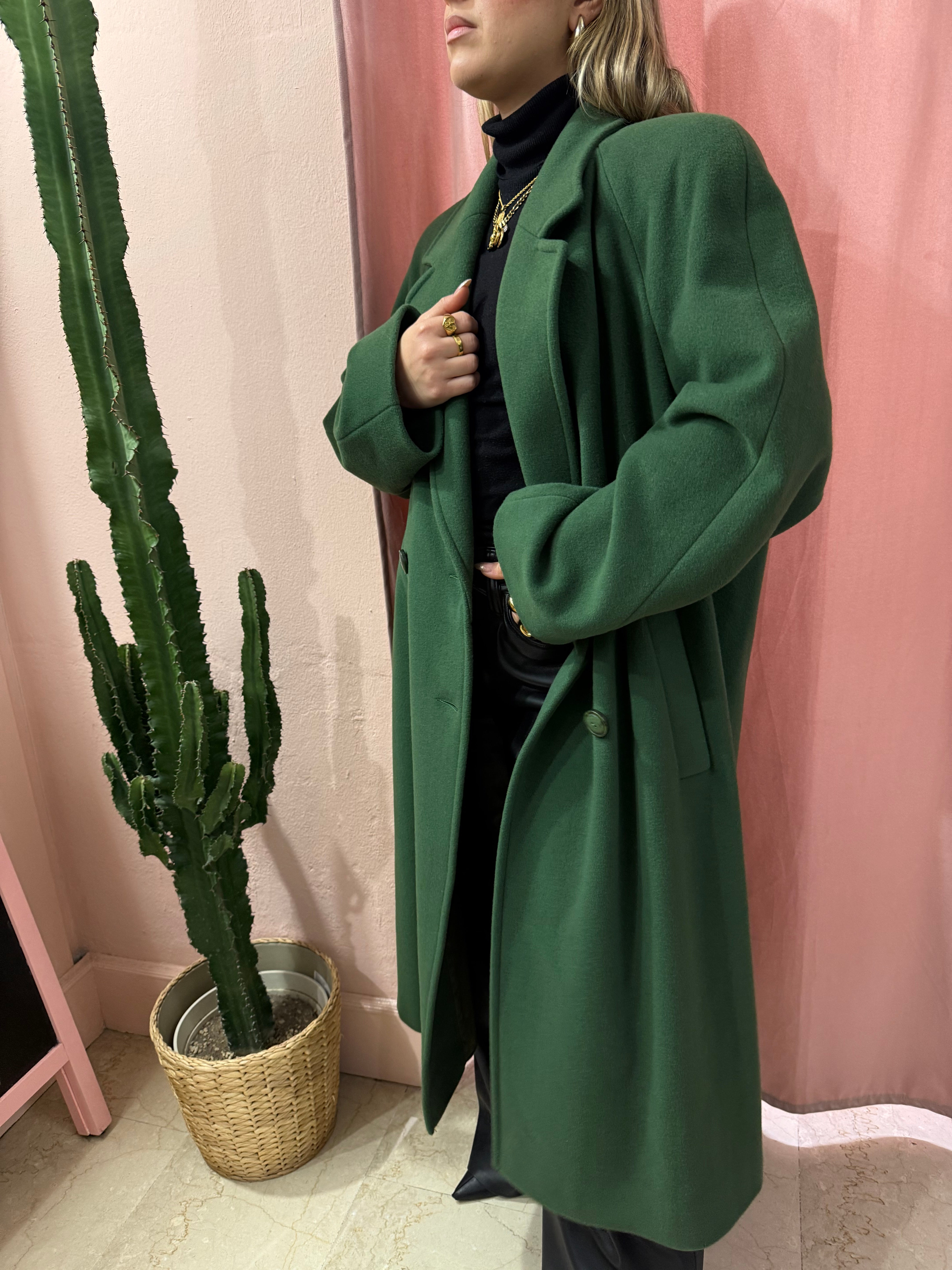 Maxi cappotto in lana verde