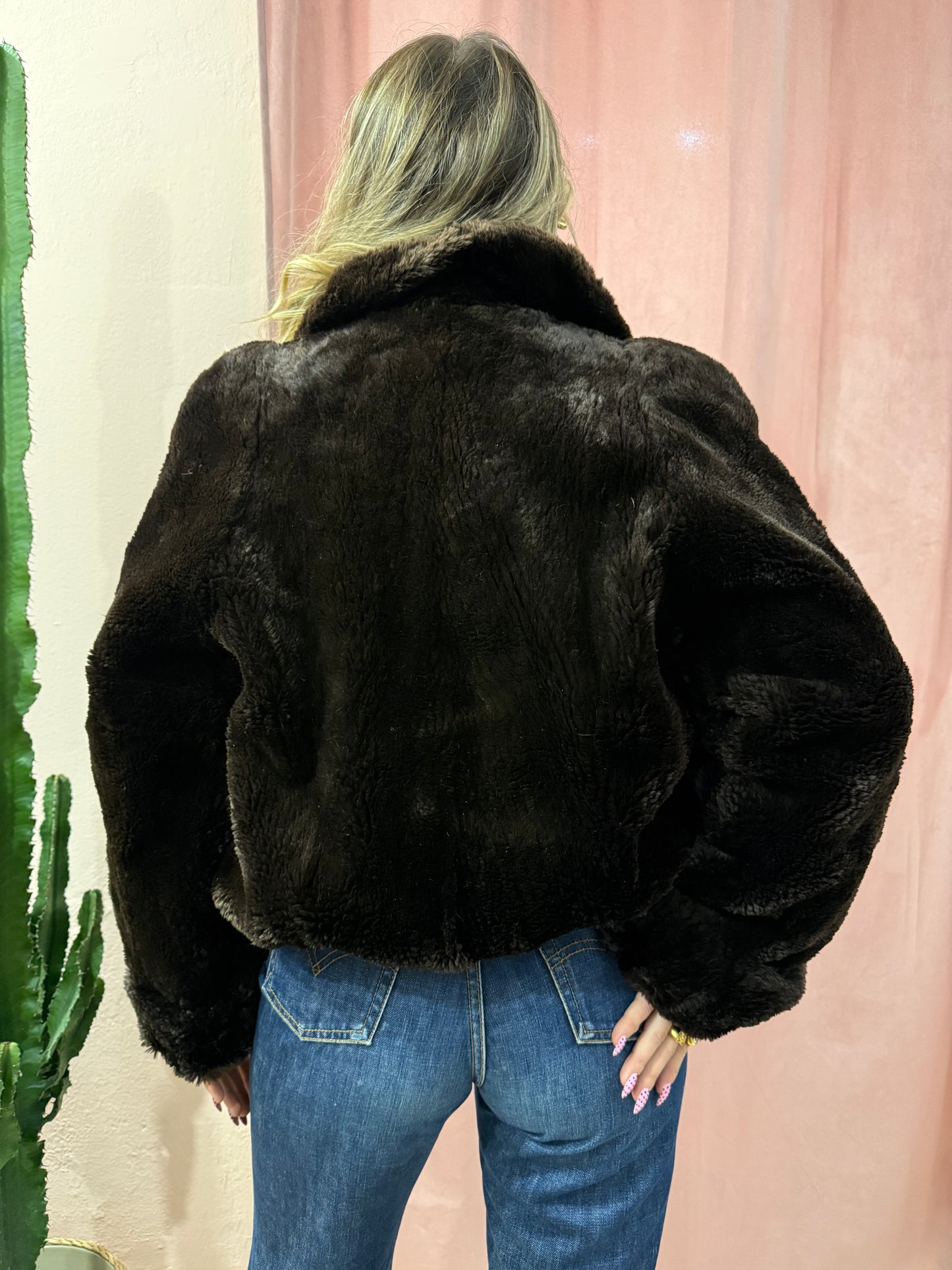 Pelliccia crop in castoro rasato