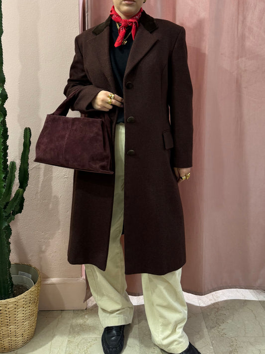 Cappotto burgundy in pura lana