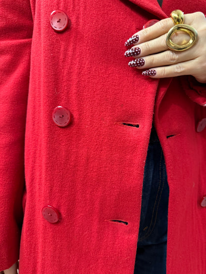 Cappotto vintage rosso Gina Lebole misto cashmere