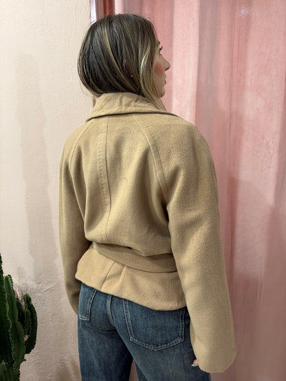 Cappotto corto cammello in lana