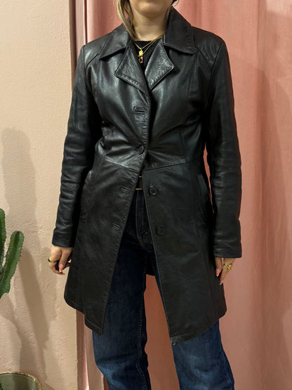 Giacca lunga in vera pelle