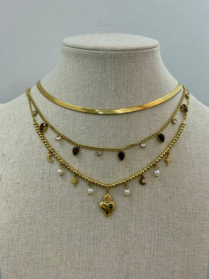Collana ciondoli Cuore Sacro gold/ black e silver