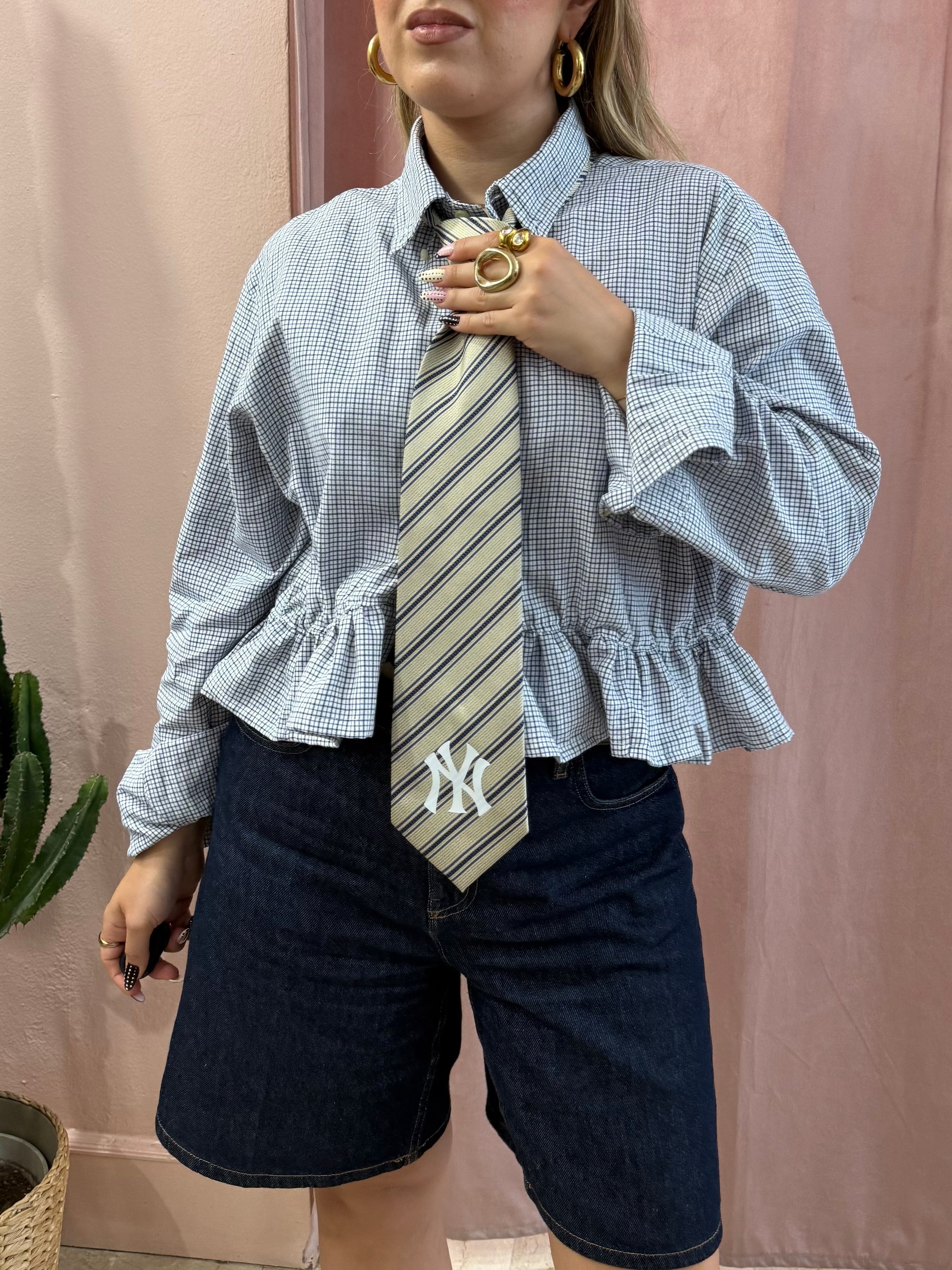 Camicia Ralph Lauren upcycling volant quadrettini