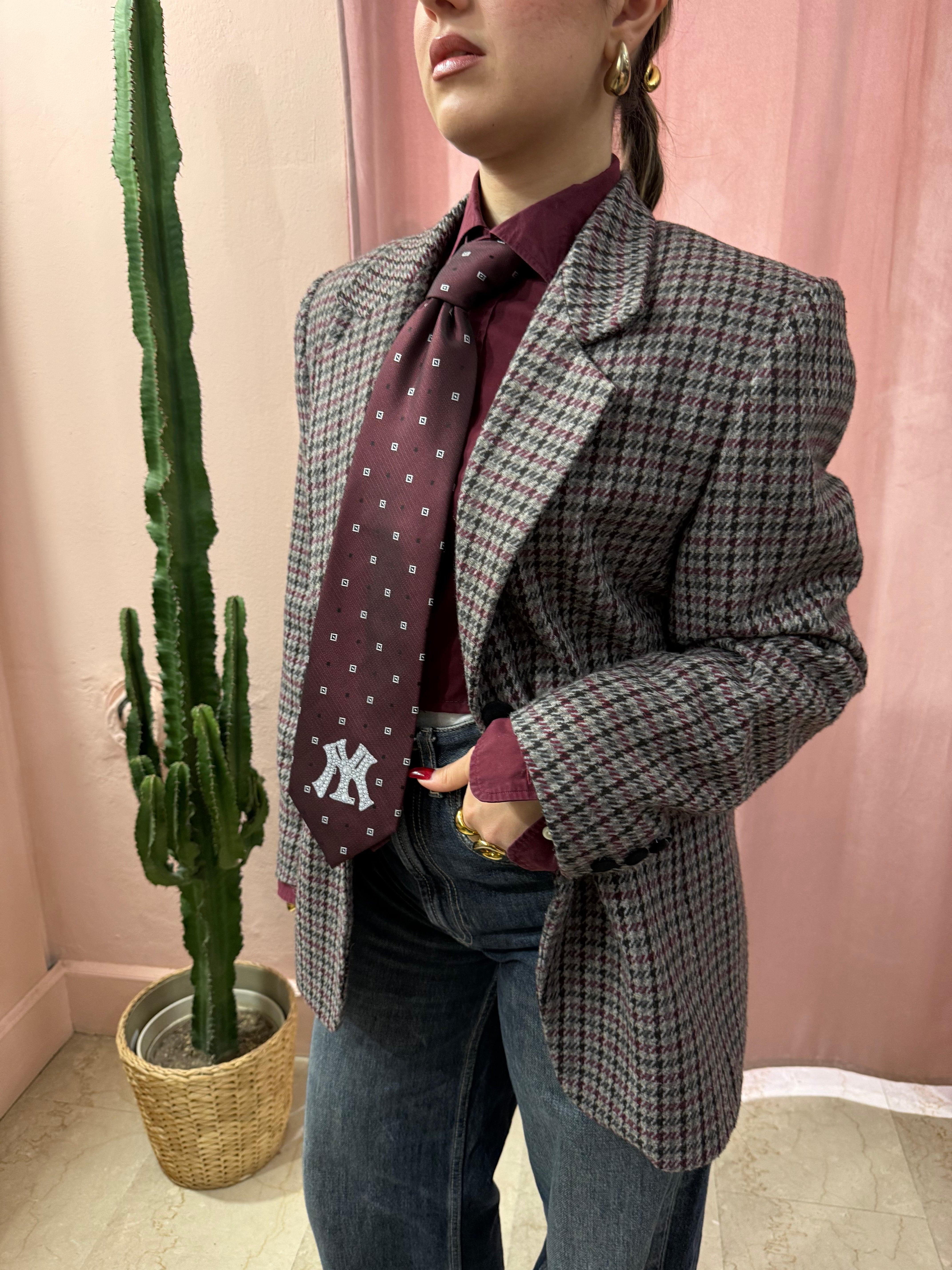 Blazer vintage a quadretti in pura lana