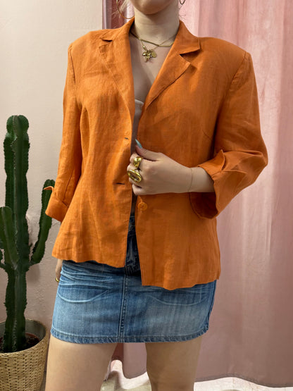 Blazer arancio in puro lino