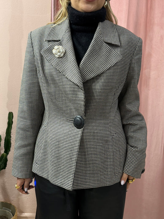 Blazer pied de poule avvitato in lana